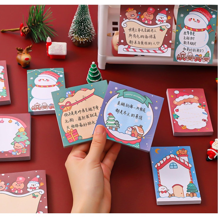 Note ghi chú Noel 8x8cm 50 tờ giá sỉ [Được chọn mẫu]