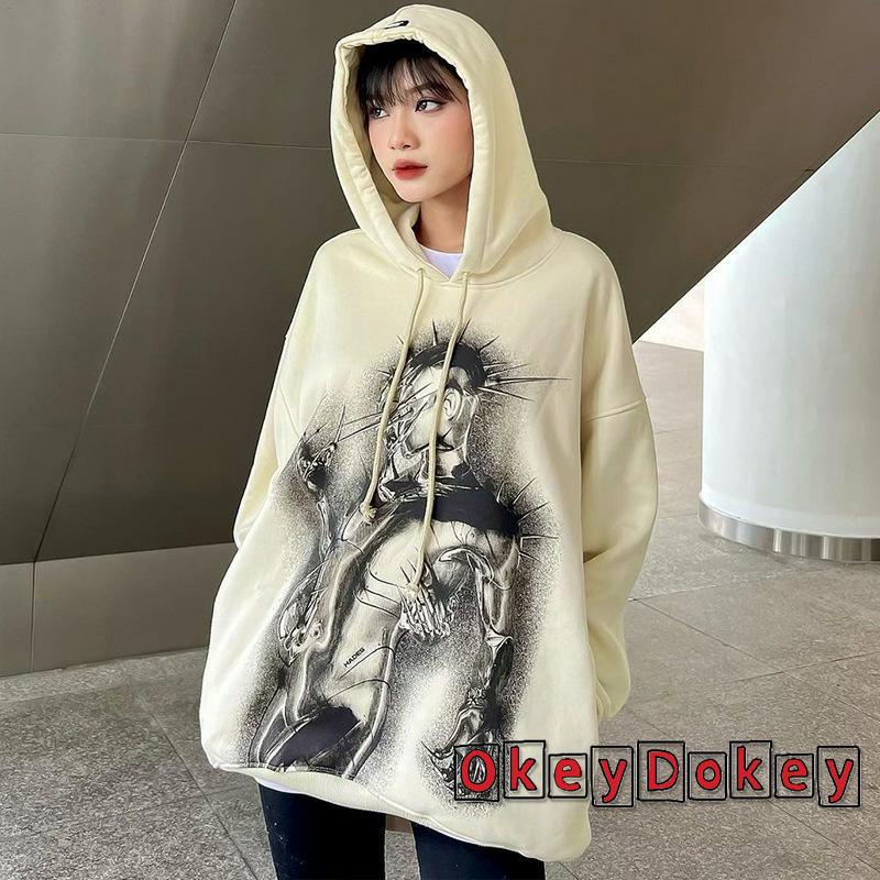 Áo Khoác Nữ Tay Dài Có Khóa Kéo In Hình Chân Dung Thời Trang Xuân Thu