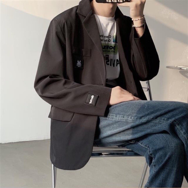 Áo blazer phối logo mèo unisex