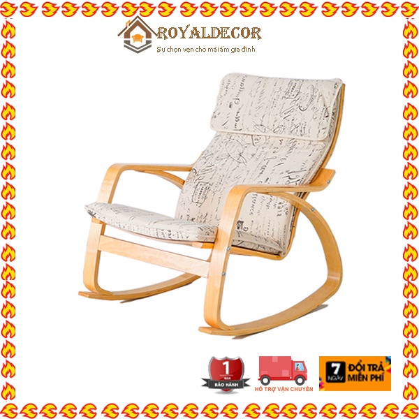♝Ghế Thư Giãn, Bập Bênh Lười Tựa Lưng Đọc Sách Chất Liệu Gỗ Bạch Dương Cao Cấp, Kiểu Dáng Sang Trọng