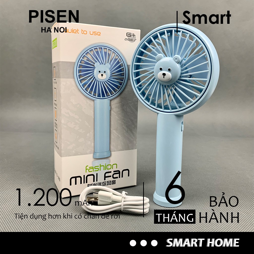 Quạt mini cầm tay Mini Fan 3 chế độ mát có đế để bàn pin 1200mah dùng trên 5 tiếng