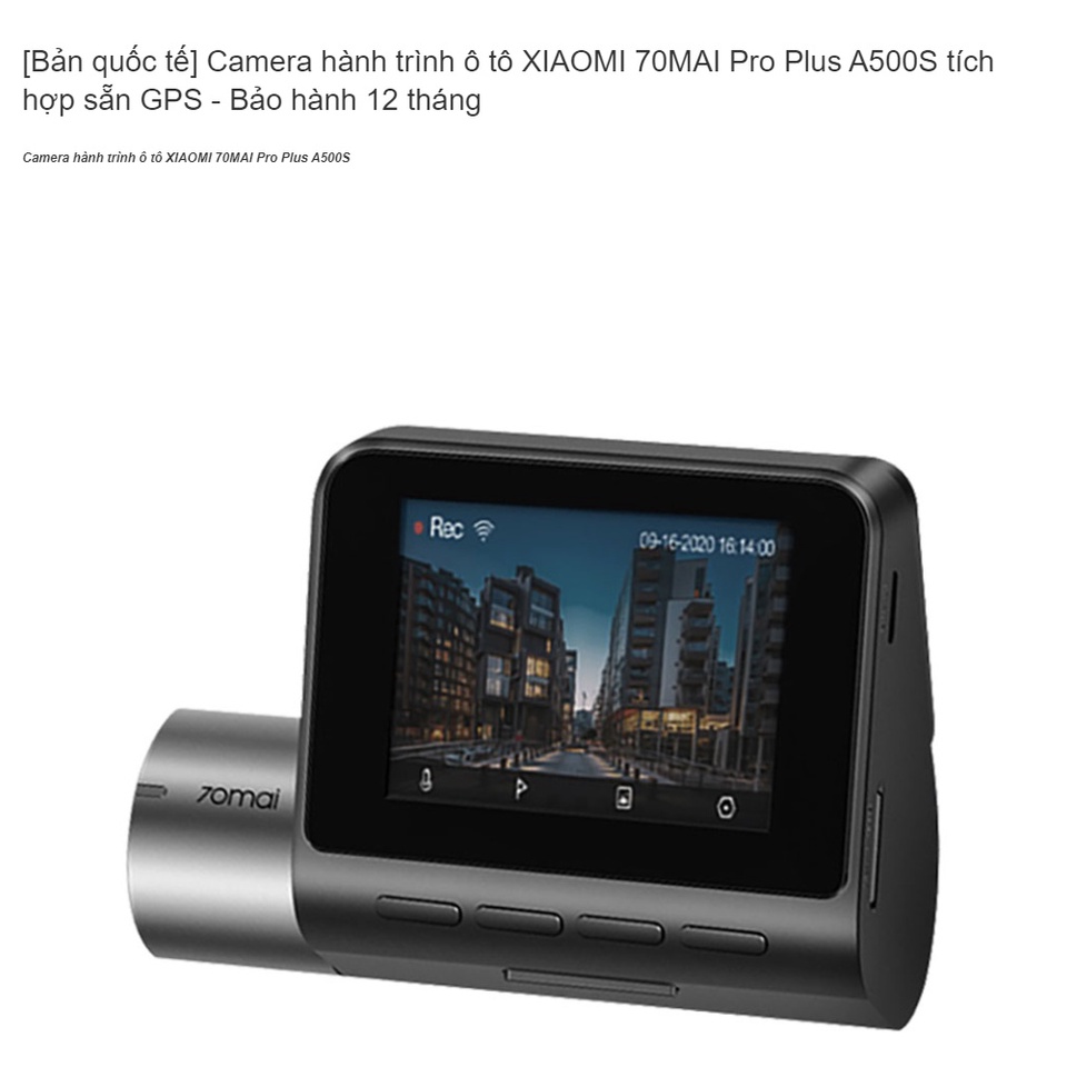 Camera hành trình ô tô 70mai A500S/A500S-1, độ phân giải 1944P