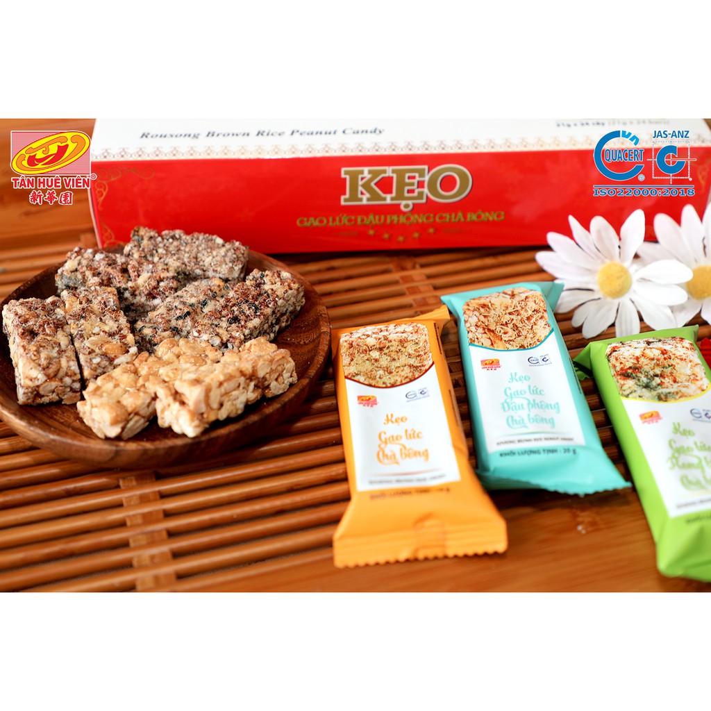 Kẹo gạo lức đậu phộng chà bông Tân Huê Viên 504g