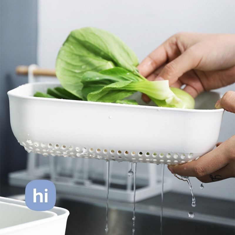 A - LIFE Rổ Rửa Thực Phẩm 3 Trong 1 Tiện Lợi