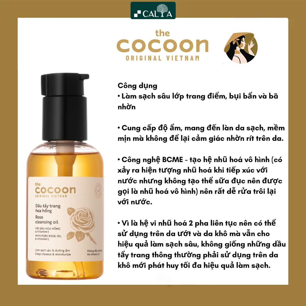 Dầu Tẩy Trang Cocoon Chiết Xuất Hoa Hồng Làm Sạch Sâu, Dưỡng Ẩm, Chống Lão Hóa Da - Cocoon Rose Cleansing Oil 140ml