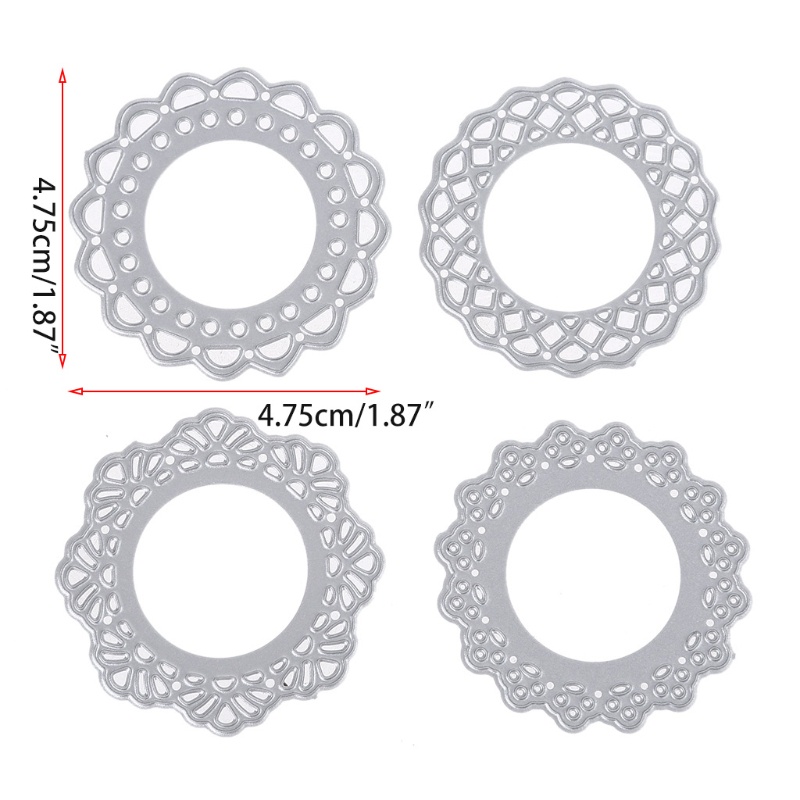 Khuôn cắt giấy kim loại khung tròn họa tiết ren xinh xắn