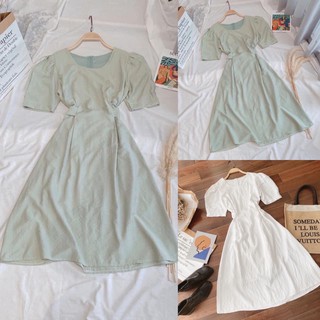 Đầm vintage cổ tròn