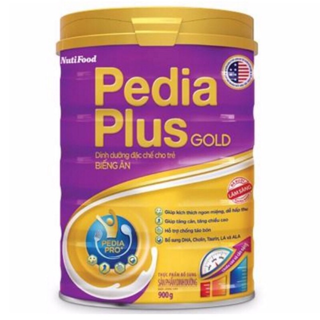 [KM 4 hộp SBPS Pedi gold 110ml] Sữa bột Nutifood Pedia plus Gold 900g