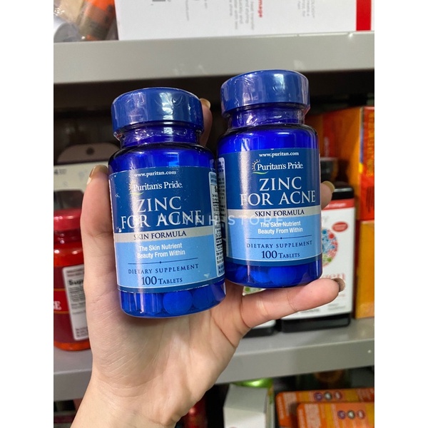 Viên Bổ Sung Kẽm Giảm Mụn ZINC FOR ACNE Puritan's Pride 100 Viên