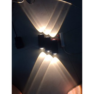 Đèn trang trí hắt tường 2 đầu chống nước ánh sáng vàng 6w, 8w