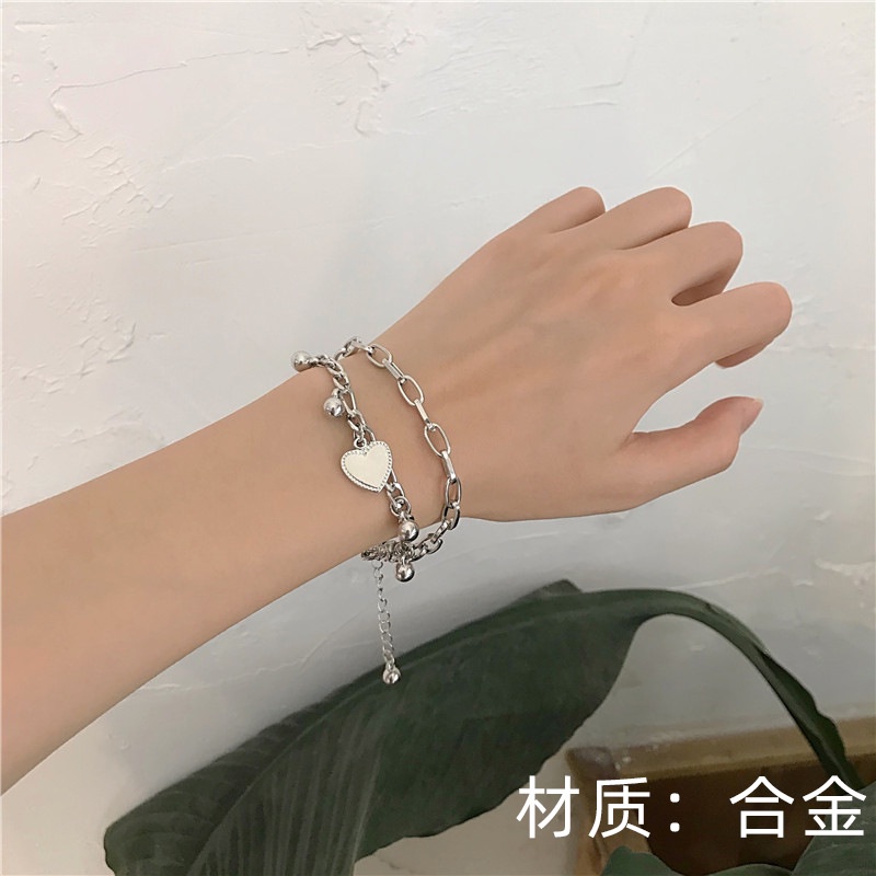 Vòng Đeo Tay Hai Lớp Bằng Thép Titan Phong Cách Nhật Hàn Dành Cho Nam Và Nữ