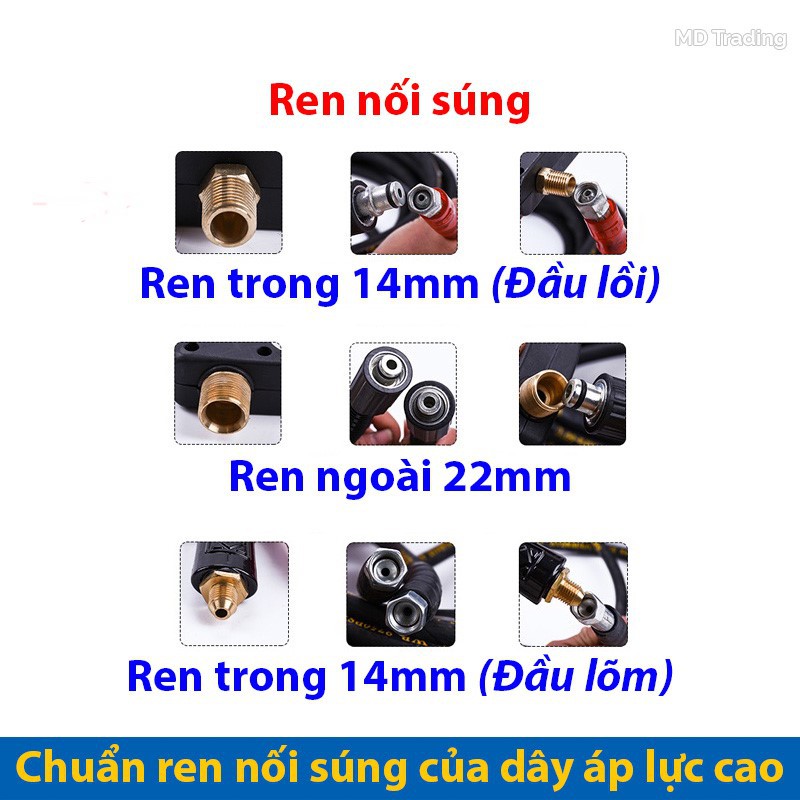 15m Ống dây rửa xe cao cấp lõi thép Taiwan:Ren trong 22mm đen -2 đầu bằng