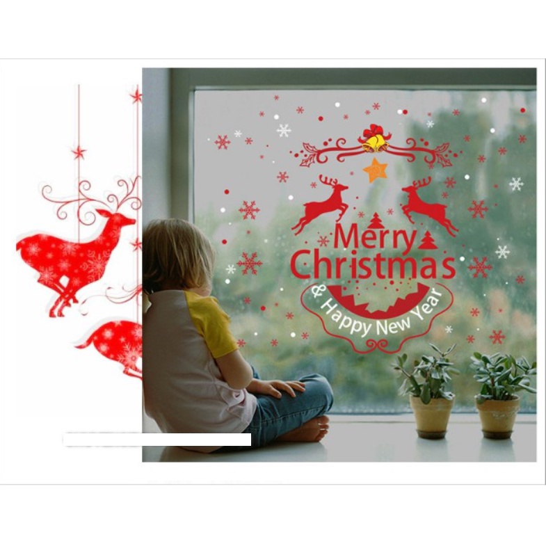 Decal trang trí Noel Hít Tĩnh Điện - Tuần lộc đỏ