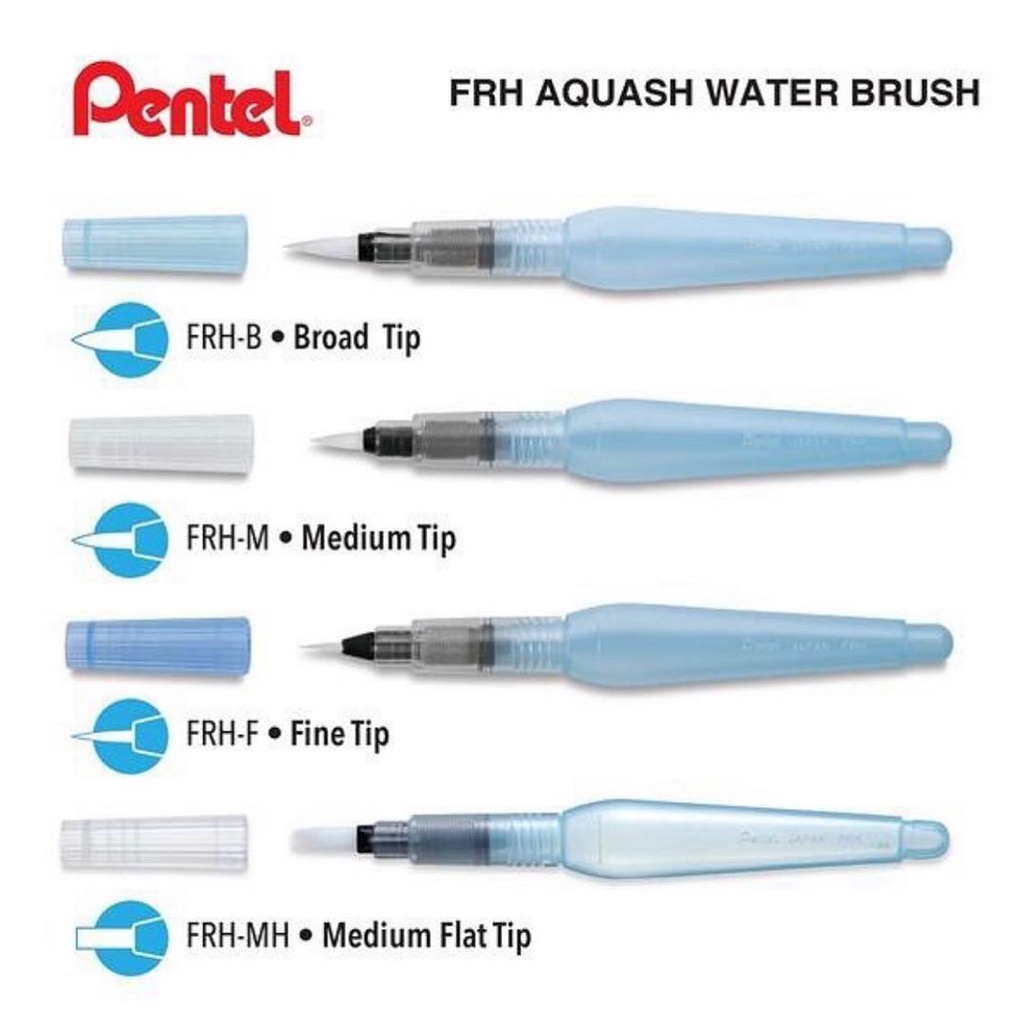 Pentel FRH | Cọ Vẽ Màu Nước Chuyên Nghiệp | Đầu Mềm Và Dai | Thay Thế Cọ Vẽ Thông Thường| Pentel Brushpen