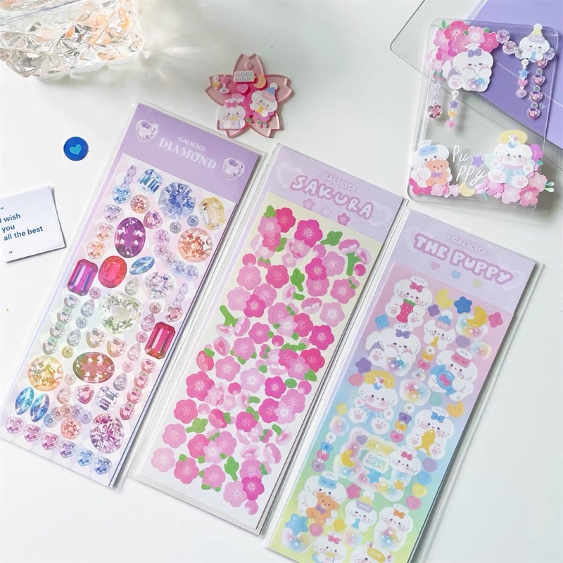 Sticker sakura,puppy_hình dán trang trí top