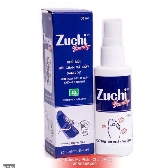 ZUCHI Xịt Giầy, Khử Mùi Hôi Chân - 50ml