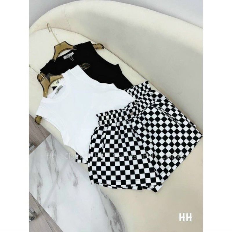 Quần short caro lưng thun kiểu dáng thể thao(kèm ảnh thật)