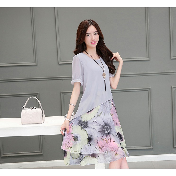 Đầm  trung niên họa tiết hoa sắc nét VA25