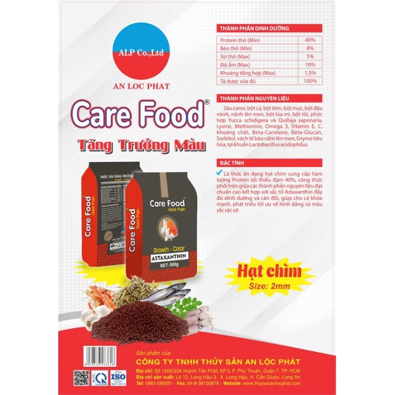 Cám Màu chìm 2ly Care food