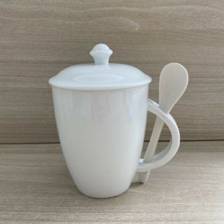 Cốc uống nước,cốc uống trà quai liền thìa có nắp đậy Gốm sứ Bát Tràng 350ml