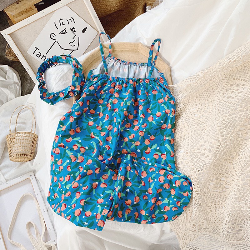 Jumpsuit  thai dây Hàn Quốc kèm tuban cho bé gái- Hàng Quảng Châu Cao Cấp