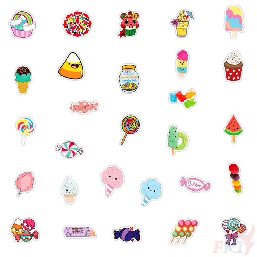 ❉ Rainbow Candy Lollipop Cupcake Dessert Series 02 Stickers ❉ 50Pcs/Set Waterproof DIY Decals Doodle Stickers