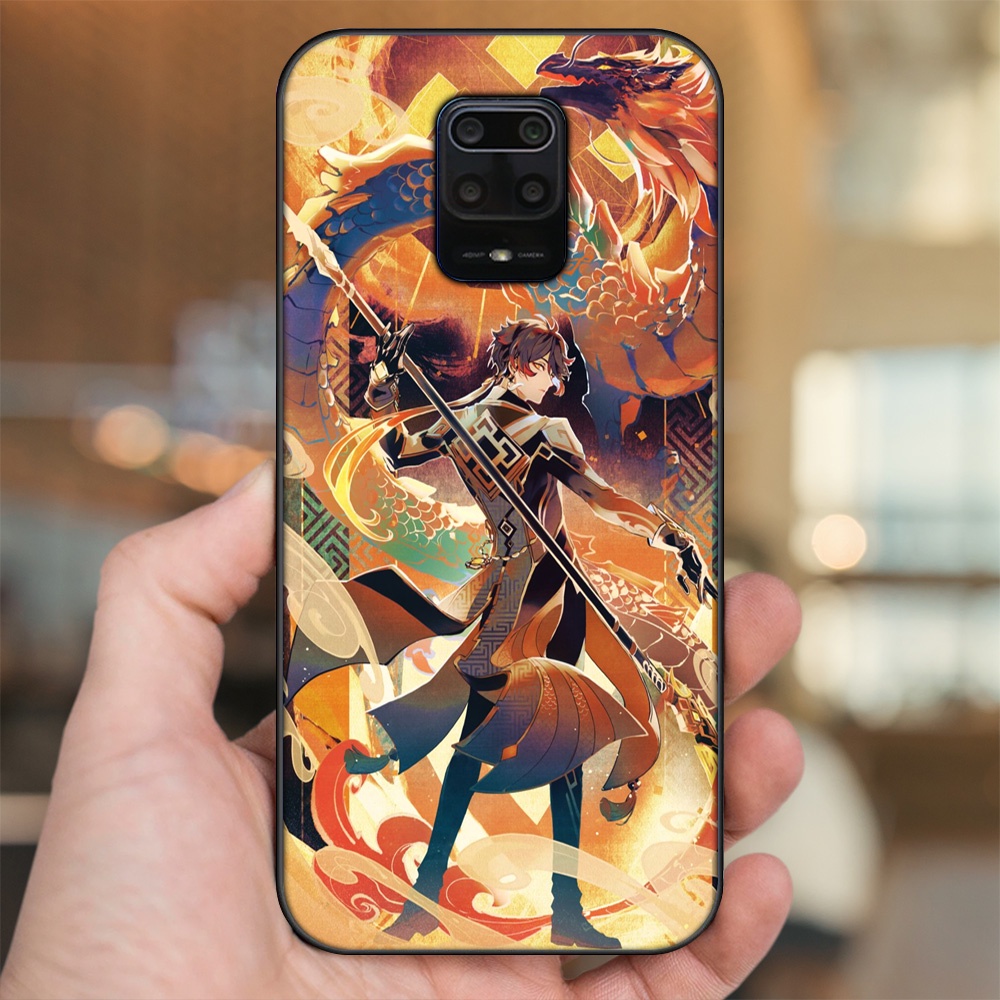 Ốp lưng Xiaomi Redmi Note 9s, Note 9 Pro viền đen in hình Zhongli Genshin Impact