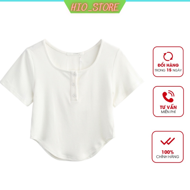 Áo Croptop Vạt Bầu Cúc Cài Áo Croptop Nữ Cộc Tay Ôm Eo Đuôi Tôm Trơn Chất Thun Gân Co Dãn Thoáng Mát B043