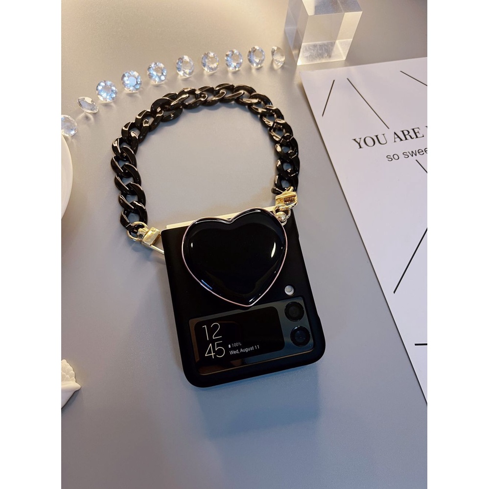 Bao Da Điện Thoại Nắp Gập Trái Tim Thời Trang Cho samsung galaxy z flip 4g 5 4 3 flip3 flip4 Zzfip5 5g Ốp