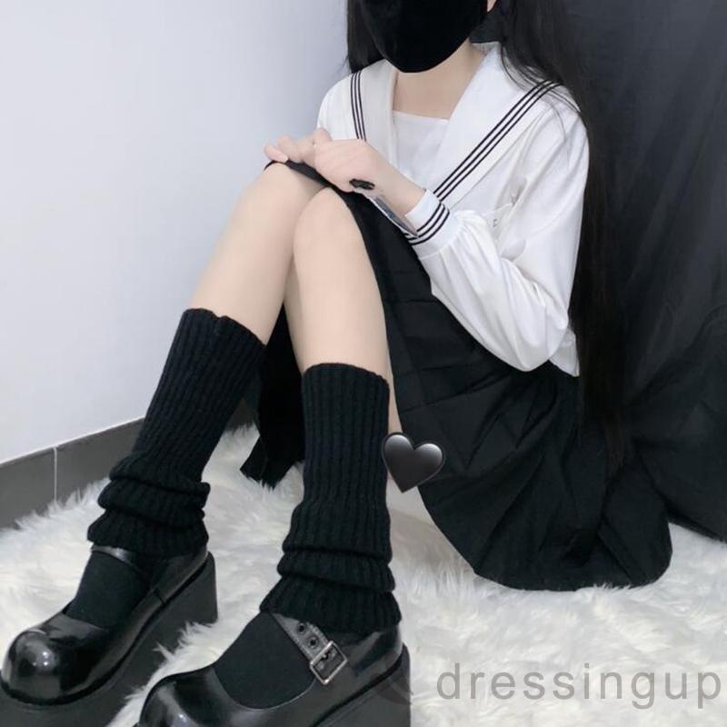 Tất len ống dài màu trơn thời trang thu đông dành cho nữ