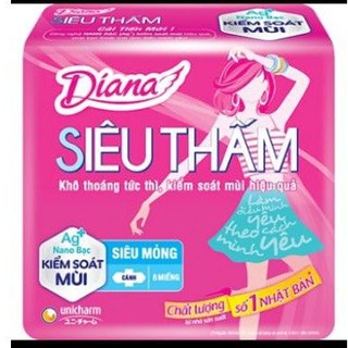Băng Vệ Sinh Diana Siêu Thấm Mỏng Cánh 8 miếng