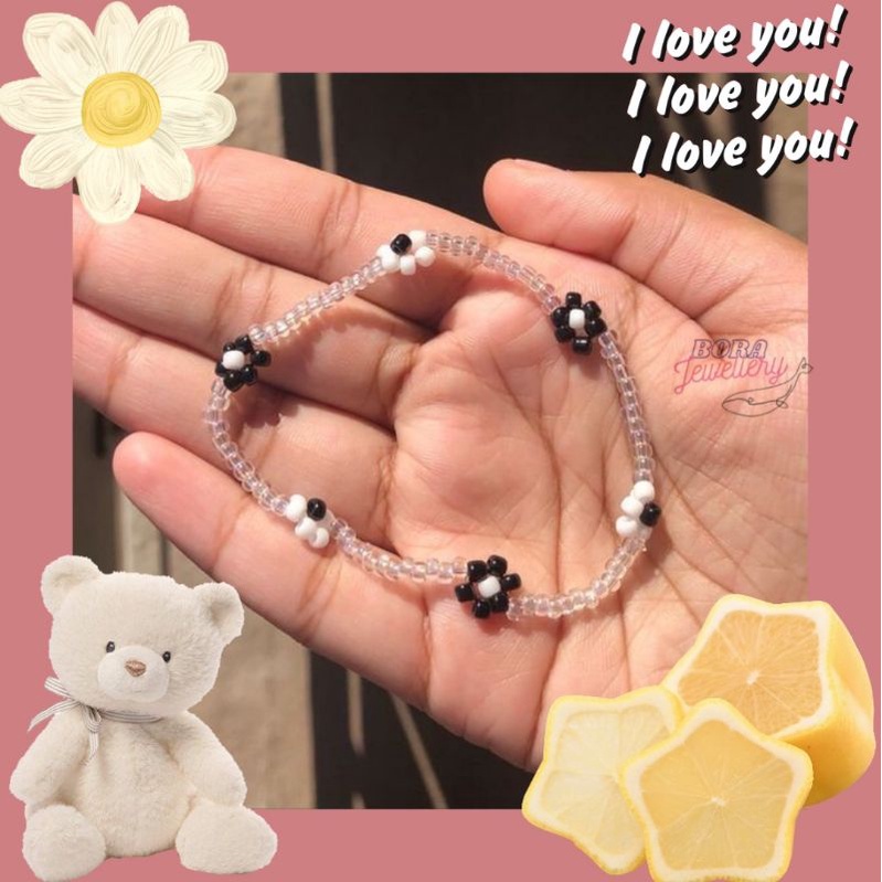 Vòng hoa trắng đen