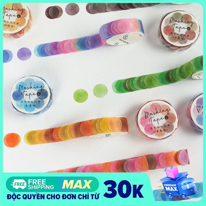 Cuộn 100 Miếng Dán Washi Hình Tròn Nhiều Màu Sắc Sáng Tạo Dùng Trang Trí Album Ảnh/Đồ Dùng Học Tập