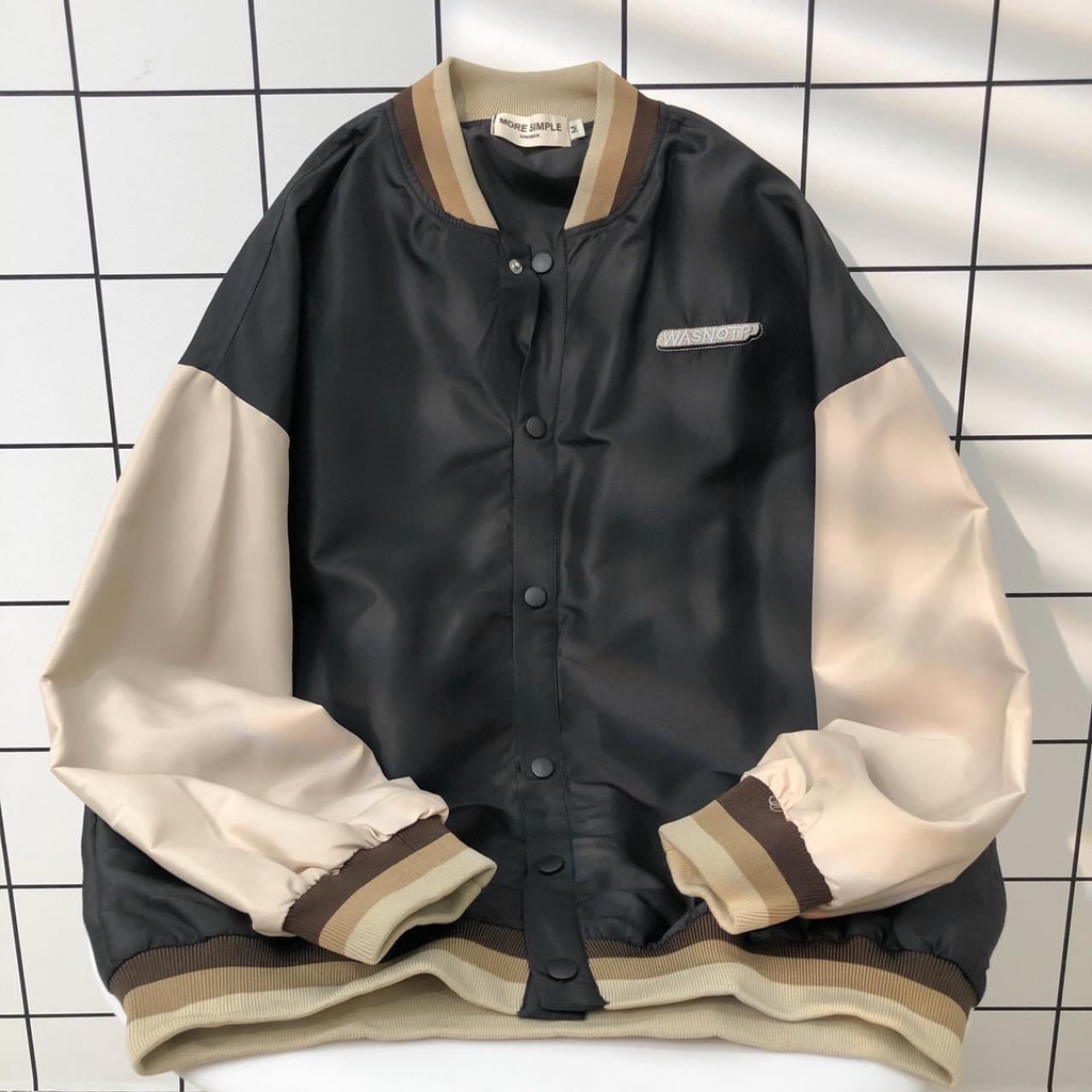 BOMBER. ÁO KHOÁC BOMBER WAS VẢI DÙ UNISEX NAM NỮ DÁNG RỘNG