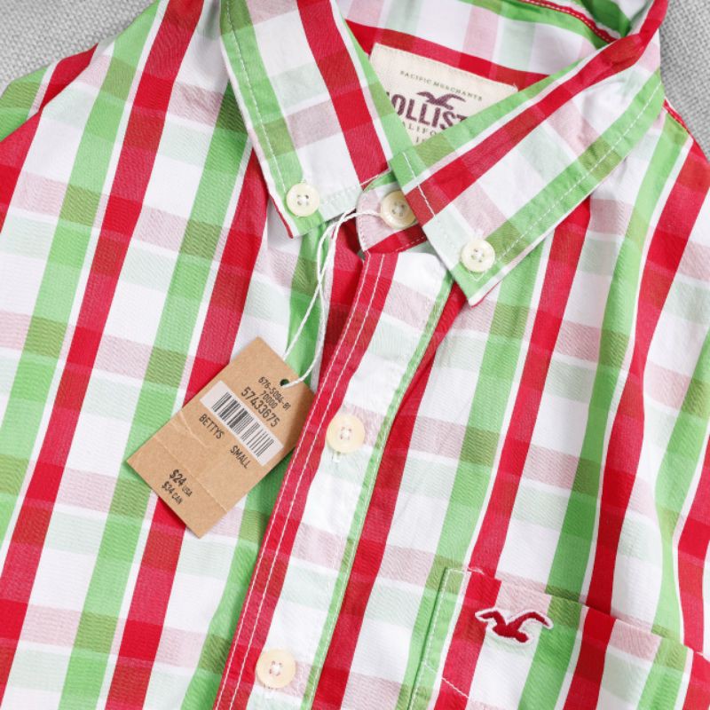 Áo sơ mi nam dài tay cotton sọc xanh đỏ