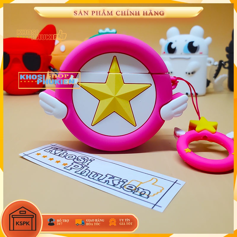 Vỏ bảo vệ bao đựng tai nghe airpod- Phân loại màu Hồng  [bao gồm nhiều hình]  - Tặng móc treo