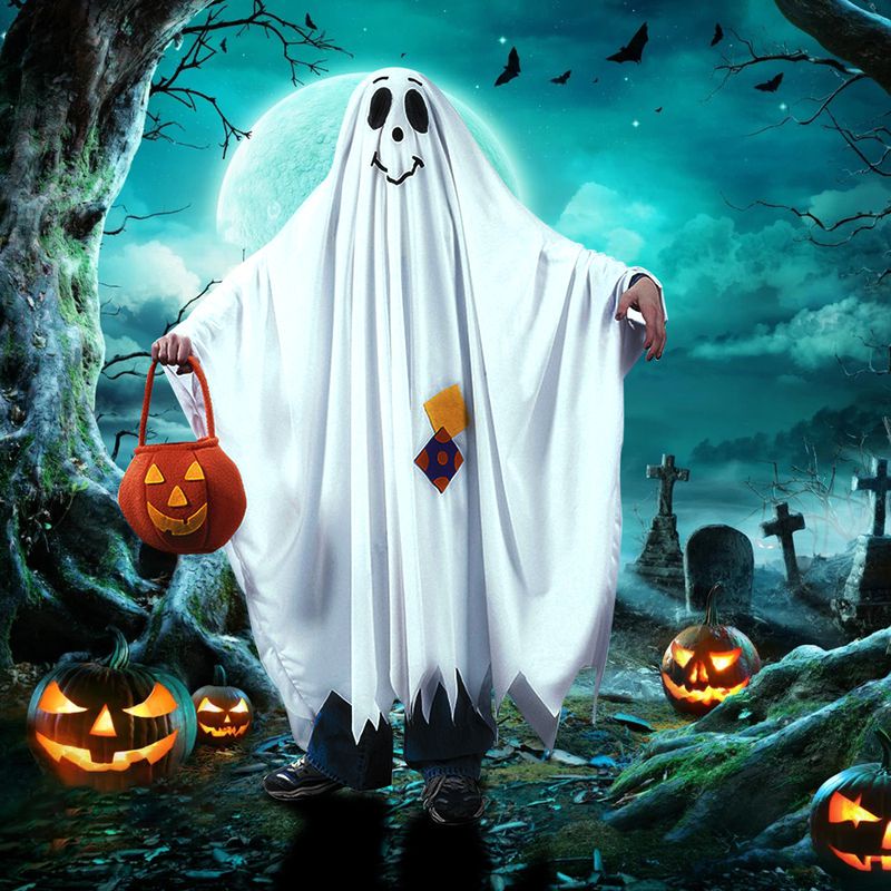 2022 Halloween Ghost Cosplay Costume Pumpkin Candy Bag Cloak For Kids Role Play Party men gift