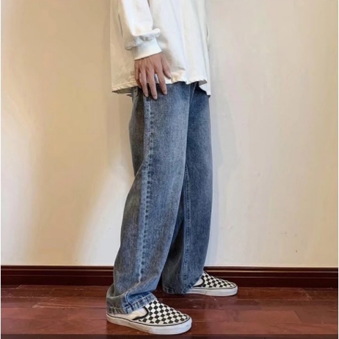 Sản phẩm mới mùa hè quần jean chân rộng thùng thẳng thời trang Nhật Bản Hàn Quốc cá tính rộng rãi đơn giản hàng ngày Unisex nam Jeans
