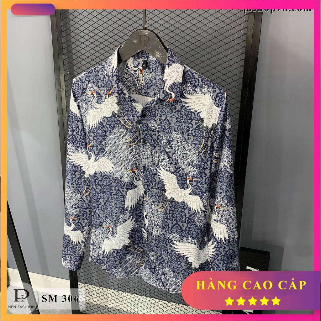 Áo sơ mi nam dài tay họa tiết châu âu luxury, chất đẹp lụa mềm cao cấp htstore