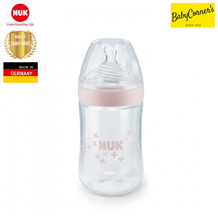 BÌNH SỮA NUK CỔ RỘNG NATURE SENSE NHỰA PP 260ML CHO BÉ