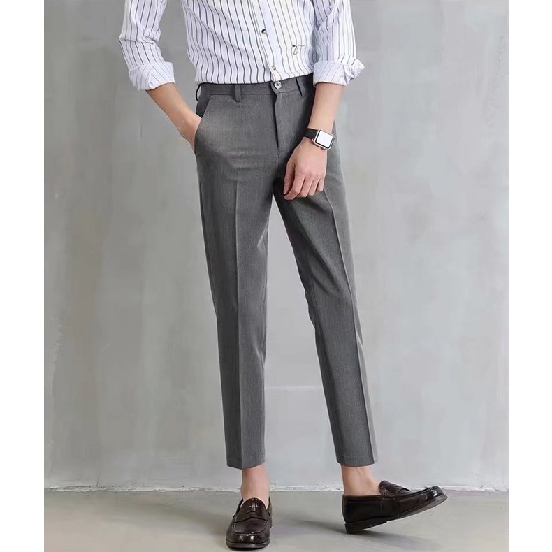 Quần Tây Đen Ôm Dáng Phong Cách Anh Quốc Lịch Lãm Cho Nam Cỡ 28-34