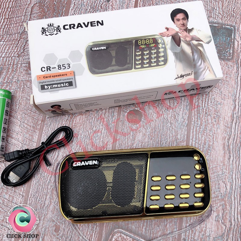 Đài radio FM Caraven CR-853 3 pin siêu trâu Chuyên FM-AM-USB-Thẻ TF tặng kèm 3 pin - Loa di động cho âm thanh chất luong