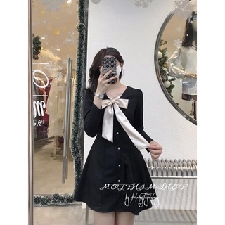 ĐẦM ĐEN PHỐI NUDE NƠ CỔ🖤