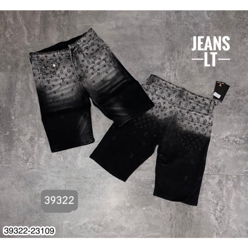 Quần Jean Ngố Loang LV Cao Cấp - Quần Đùi Nam Logo LV Cực Đẹp