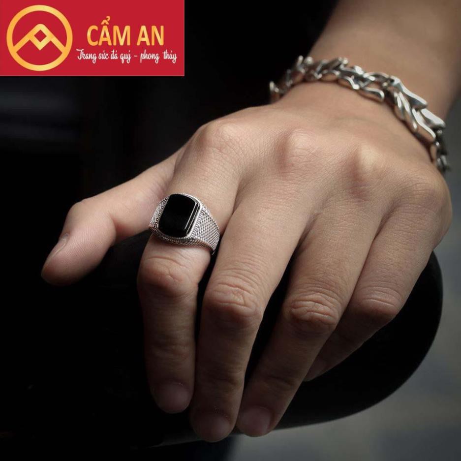 NHẪN BLACK STONE - Bạc Thái 925 Onyx Đen VIP - Thiết Kế Sang Trọng, Lịch Lãm, Đẳng Cấp - Trang sức phong thủy Cẩm AN