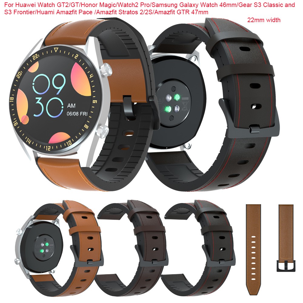 Dây Đeo Bằng Da Cho Đồng Hồ Thông Minh Huawei Watch Gt 2 46mm/Samsung Galaxy Watch 46mm/gear S3 (22Mm)
