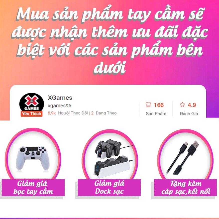 Tay cầm chơi game PS4 Màu Hồng  Bluetooth 5.0 cho PC/ laptop/ PS/ ios/ android - joystick 360, đèn, rung, touch pad