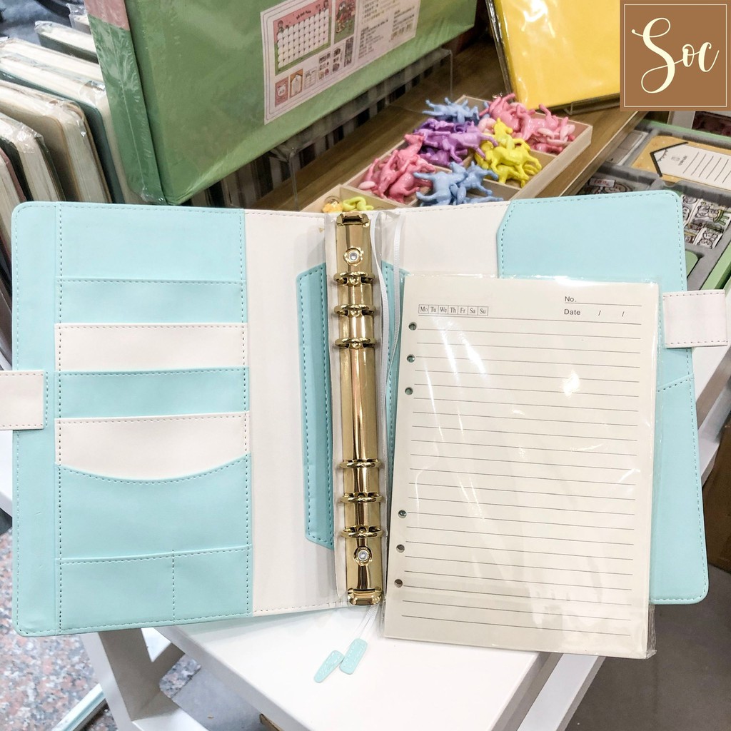 Sổ còng Planner quai gài bút size A5 6 lỗ (không kèm giấy)