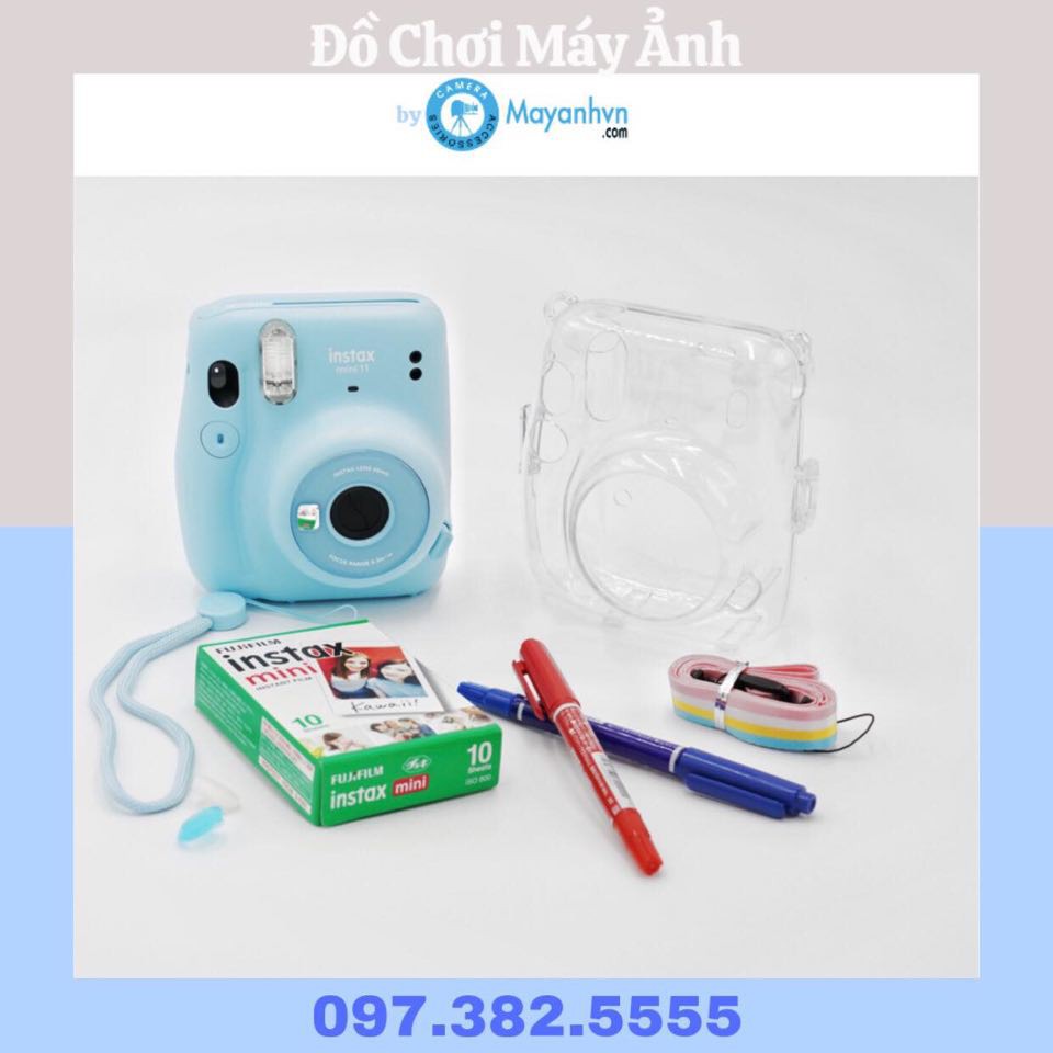 INSTAX MINI 11- Combo máy chụp ảnh lấy ngay Instax Mini 11 ( Máy+ Vỏ nhựa Mini 11+ 1 pack film+ 2 bút Instax)