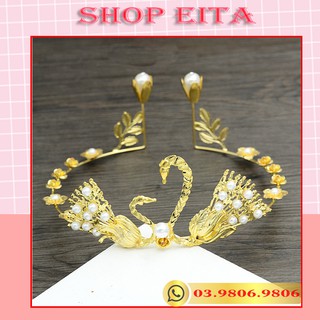 Vương miện thiên nga đôi trang trí bánh kem, trang trí bánh sinh nhật
